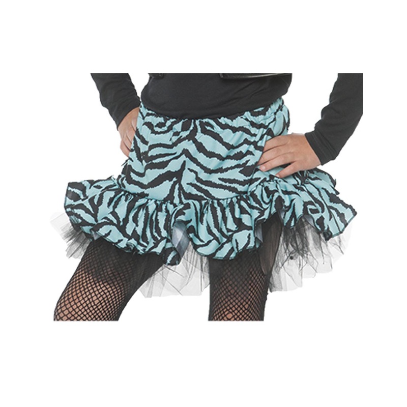 80s Zebra Girls Child Blue Costume Skirt S