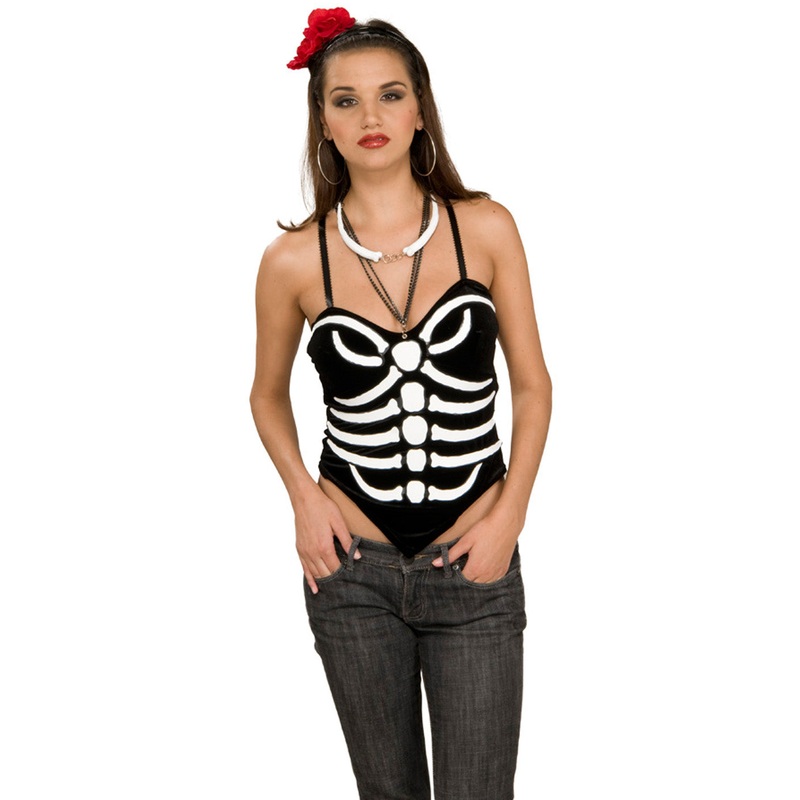 Black Bone Print Corset M