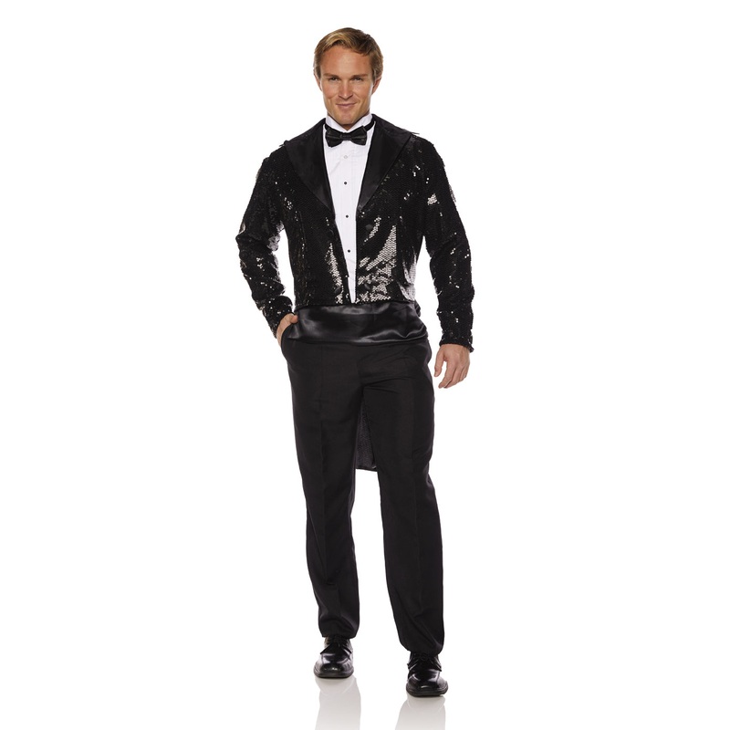 Black Sequin Mens Adult Costume Tails Adult One Size