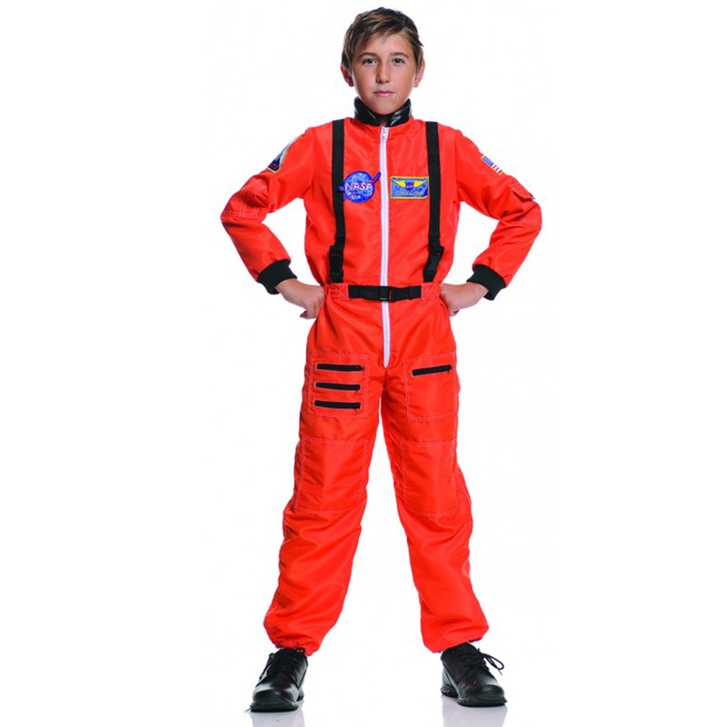 Boys Orange Astronaut Costume Small