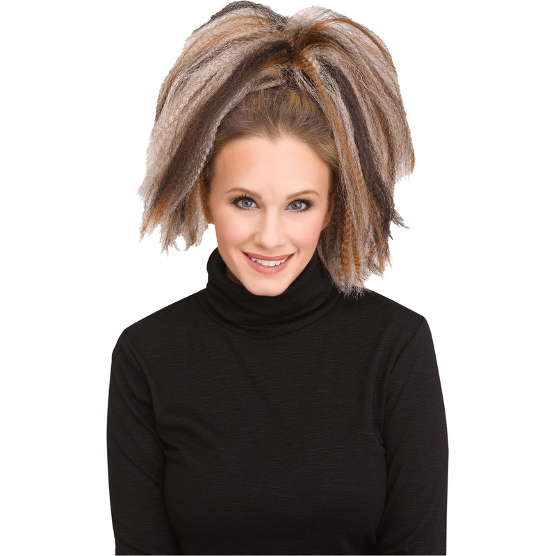 Crimped Womens Costume Hair Piece Brown Auburn