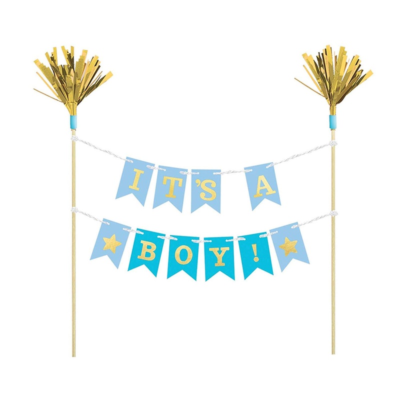 It's a Baby Shower Cake Pick Banner Set Pink