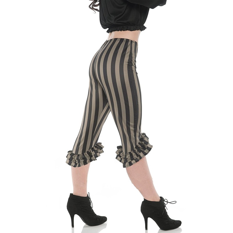 Ruffle Womens Adult Green Black Leggings XS