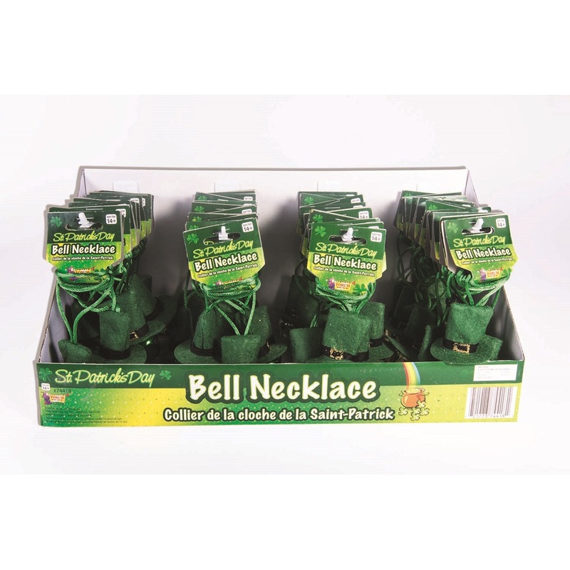 St Patricks Day Leprechaun Hat With Bell Necklace Gold