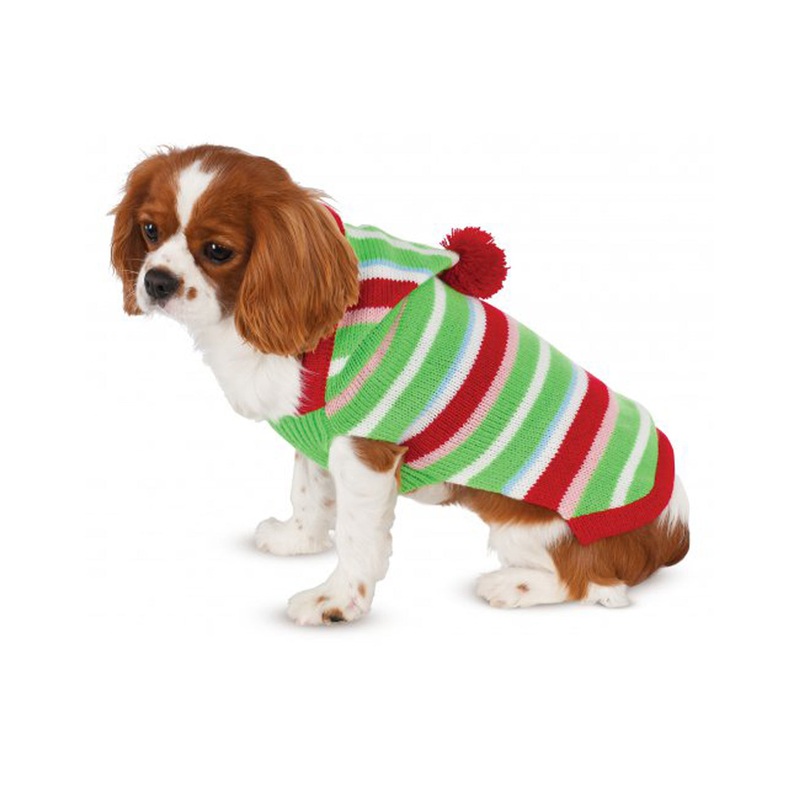 Striped Holiday Pet Sweater XS