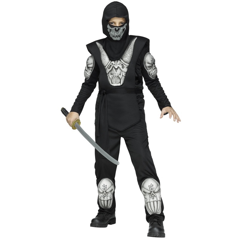 Black Demon Ninja Boys Halloween Costume Large 12-14