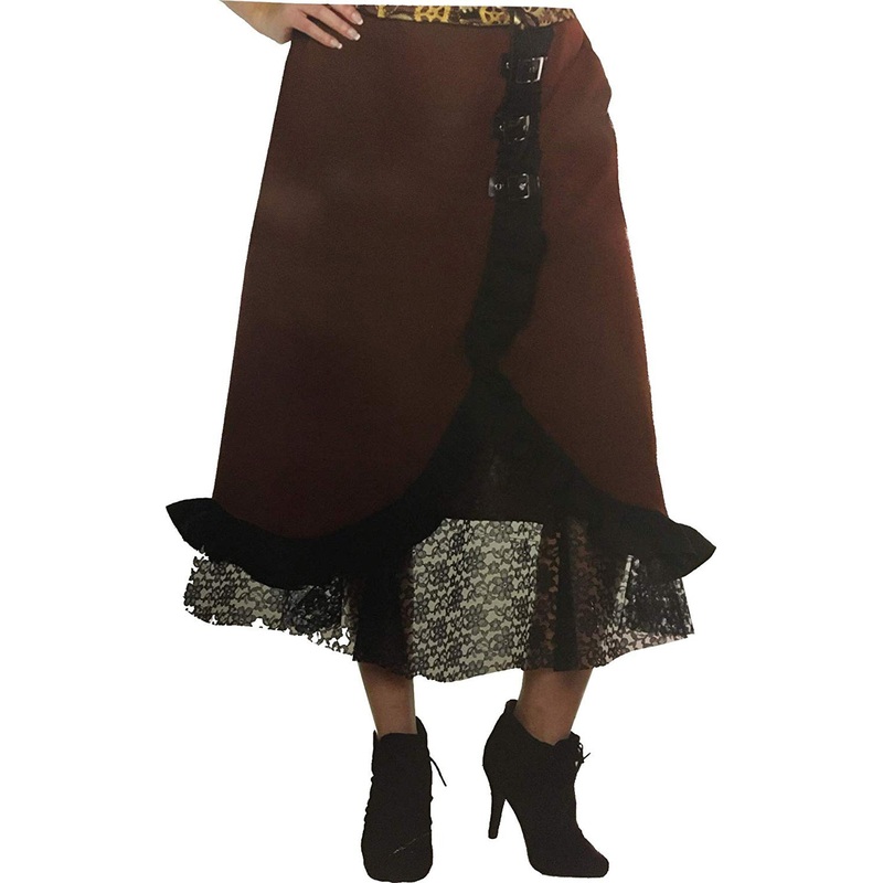 Brown Steampunk Adult Lace Skirt Large