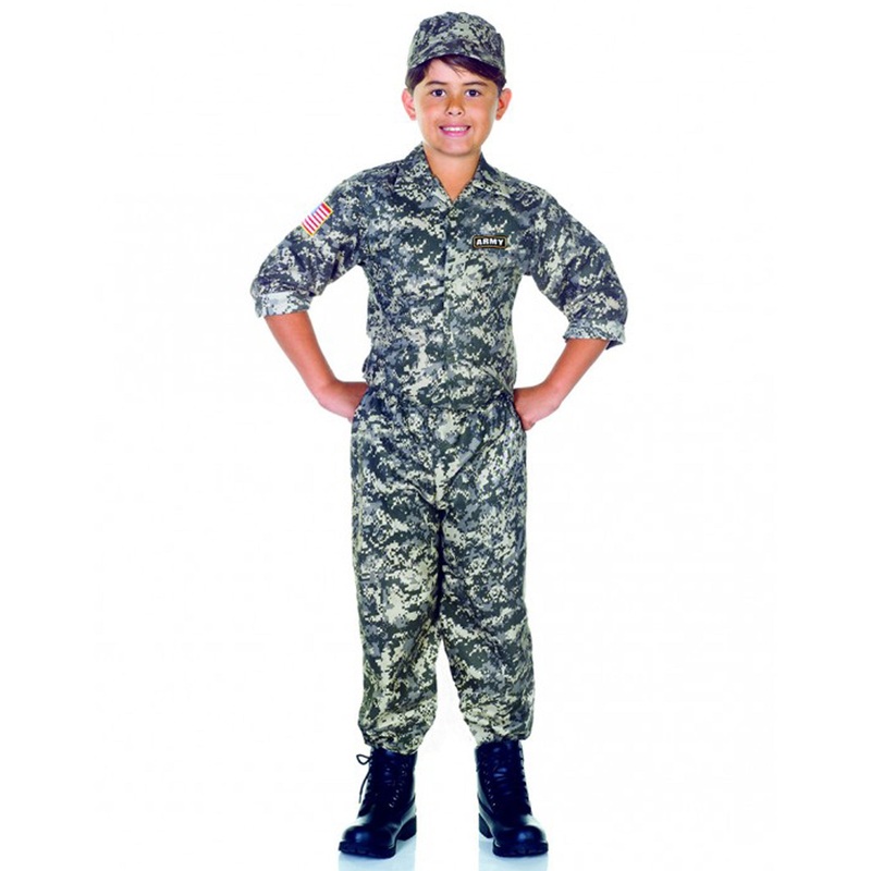 Camo Army Uniform Boys Costume Medium