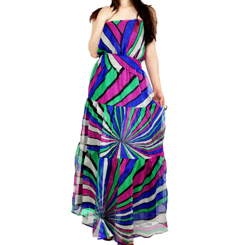 Cinched-Waist Strapless Chiffon Dress XS/S(Tagged as XS)