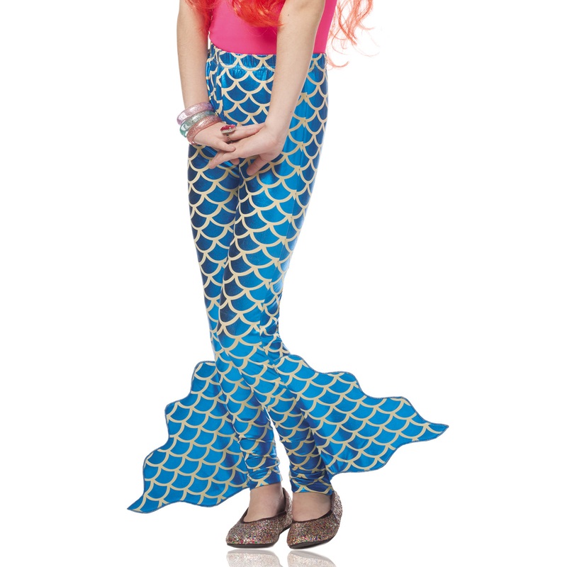 Mermaid Pants Blue Fin Child Leggings M