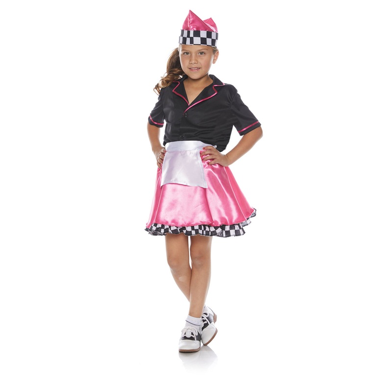 50S Car Hop Diner Girls Child Costume Large 10-12