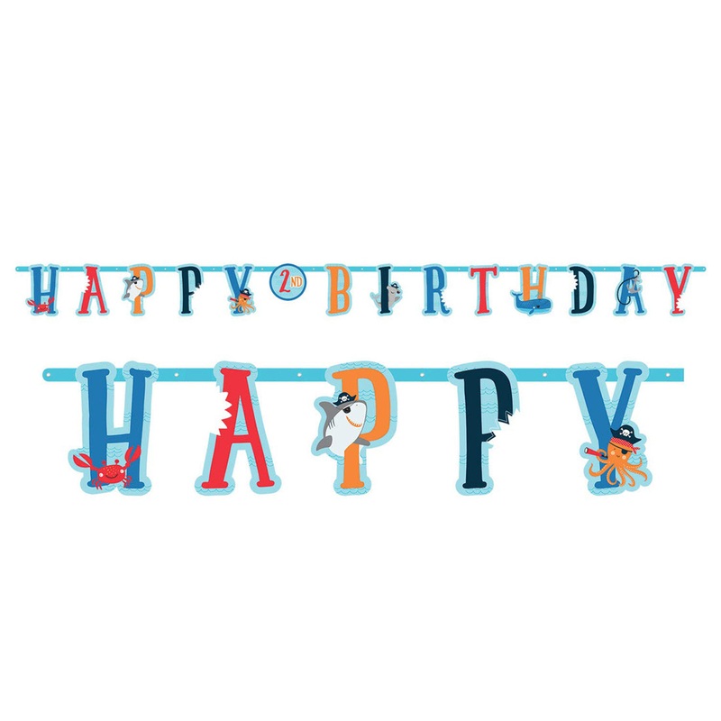 Ahoy Pirate Birthday Decorations & Supplies 2 Banners w/stickers numbers (10' & 6' each)
