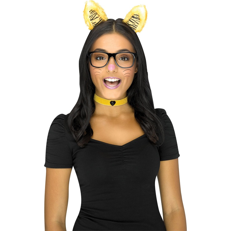 Animal Selfie Womens Accessory Set Gold Tiger
