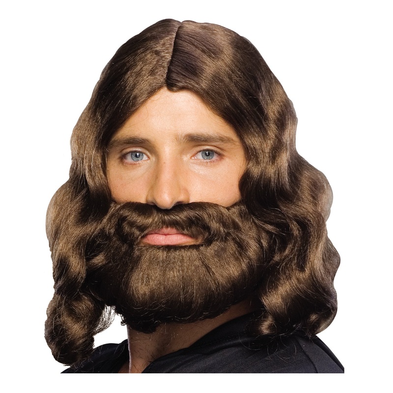Biblical Mens Beard Wig Set Grey