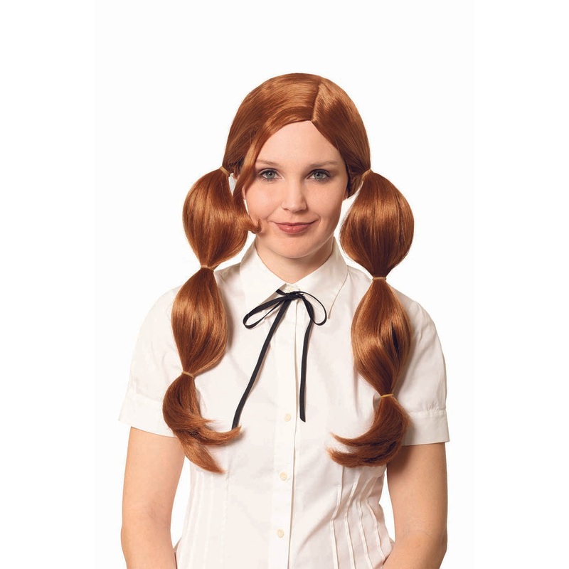 Bubble Pig Tails Adult Wig Red