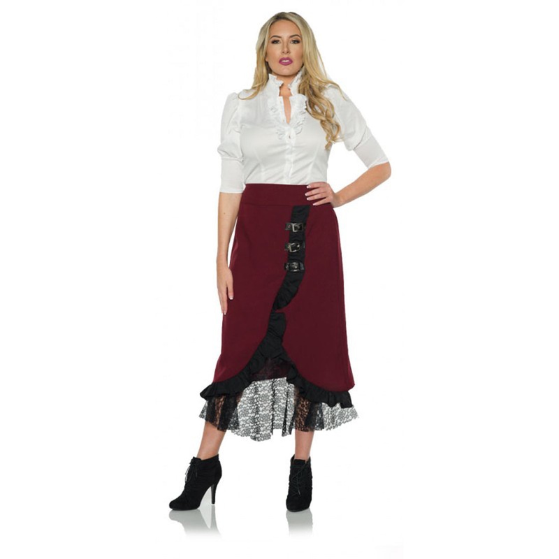 Burgundy Steampunk Adult Lace Skirt Large