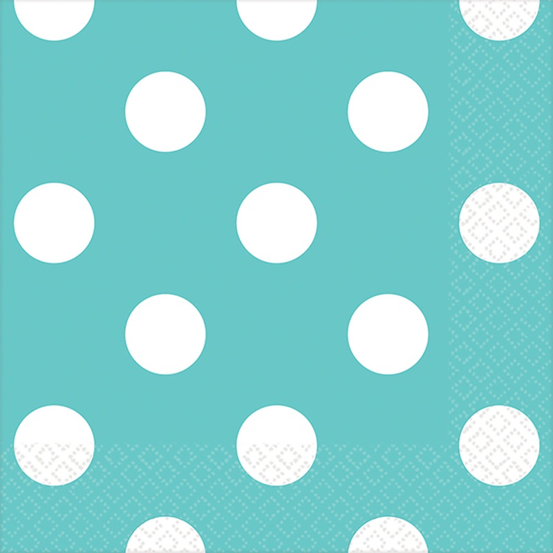 Robin's Egg Blue Dots Party Supplies 16 Beverage Napkins (5x5")