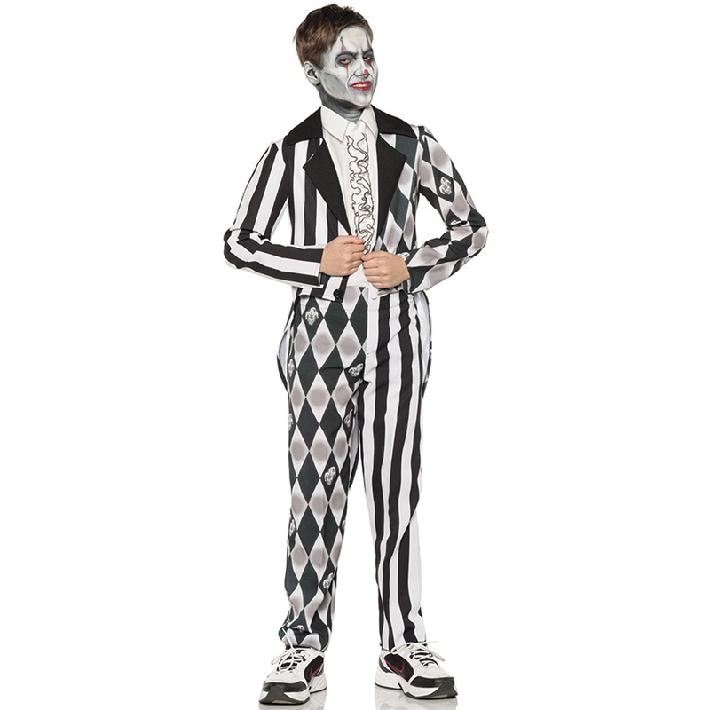 Sinister Clown Tuxedo Boys Scary Halloween Costume Large