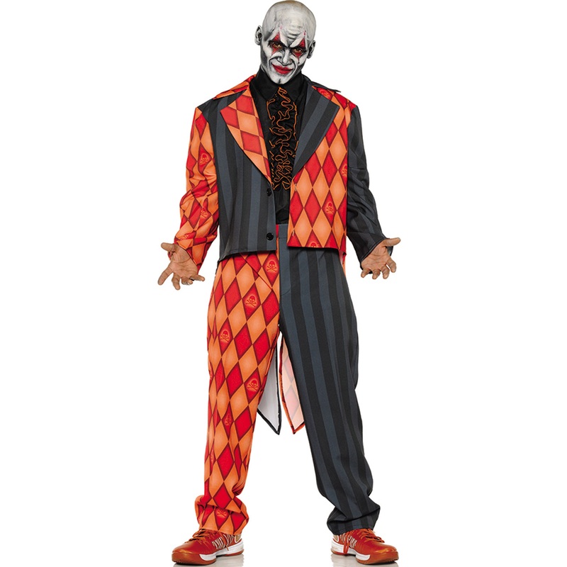 Thriller Mens Scary Orange Black Clown Suit Halloween Costume Teen
