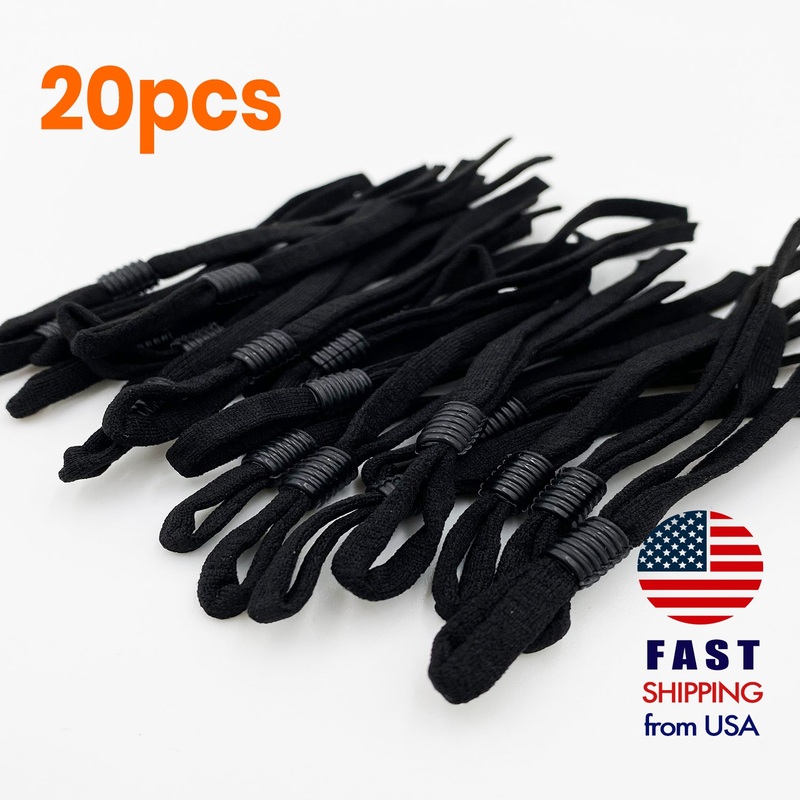 [20PCS] Elastic String with Adjustable Buckle Stoppers DIY Black