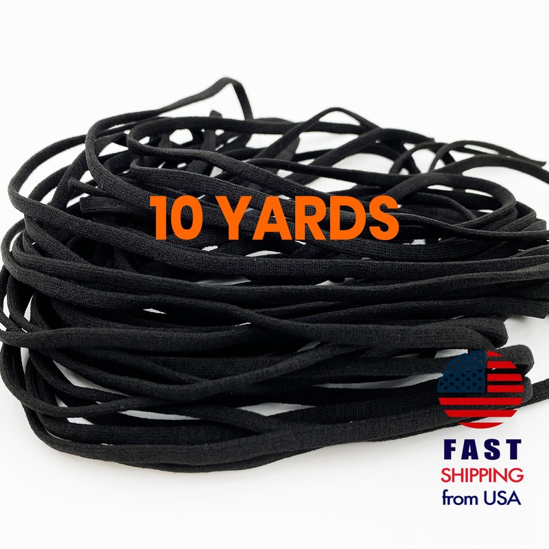 4MM Flat Soft Elastic Strings for Face Mask-10 Yard White (10 Yards)