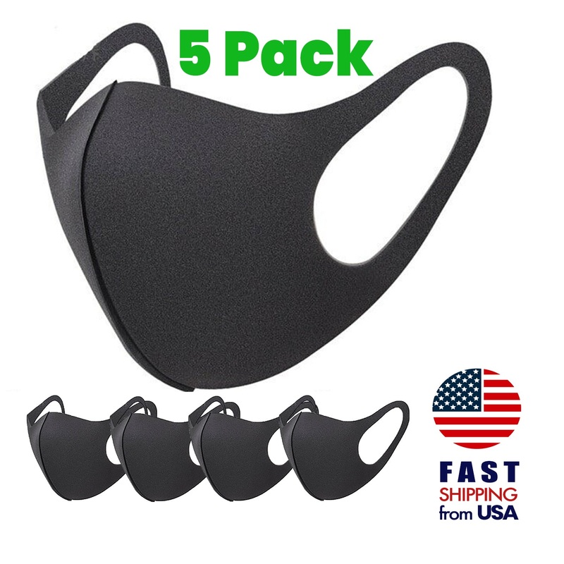 [5 PACK] Breathable Black Sponge Mask 5 Pack