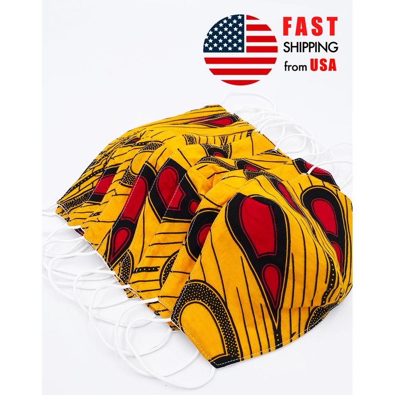 African Print Cotton Wax Cloth Face Mask-F771 Standard Adult One Size