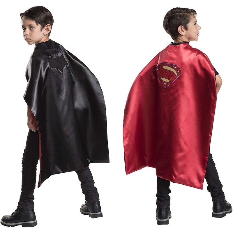 Batman Superman Reversable Boys Cape With Embroidered Patches Child Medium (8-10)