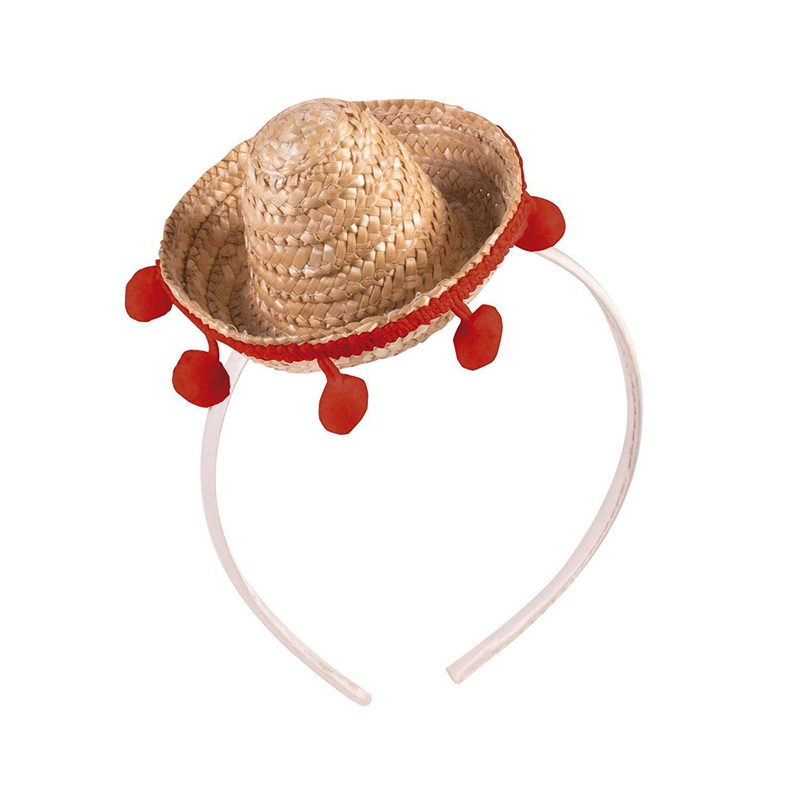 Mini Straw Sombrero Headband Adult One Size