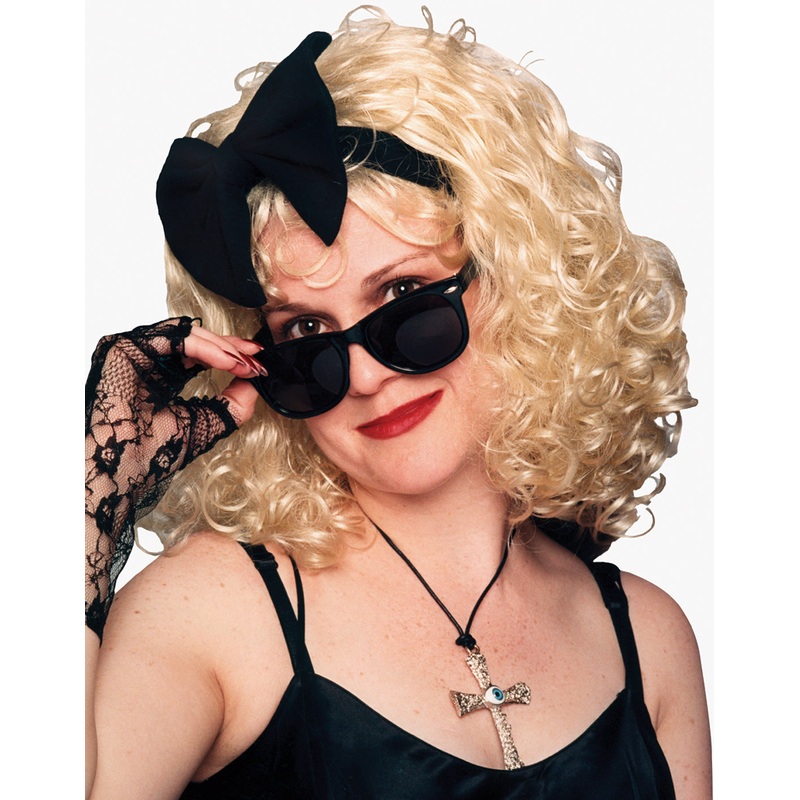 Pop Star 80's W/Bow Blonde Wig One Size