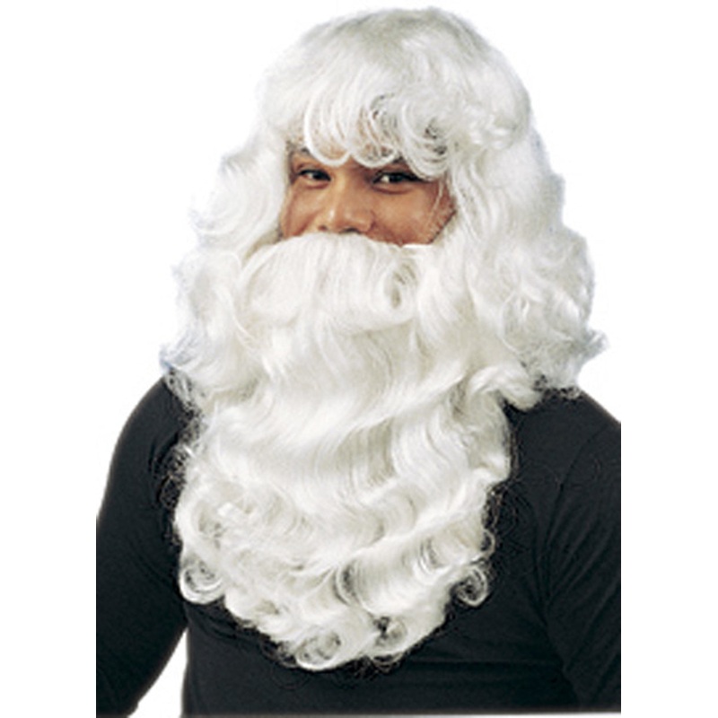 Santa White Adult Costume Wig And Beard Adult One Size
