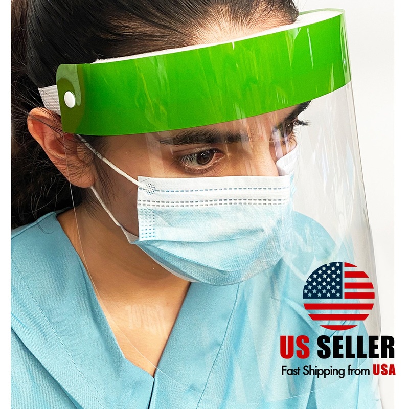 Work Safety Full Face Shield Mask-Green 2pcs