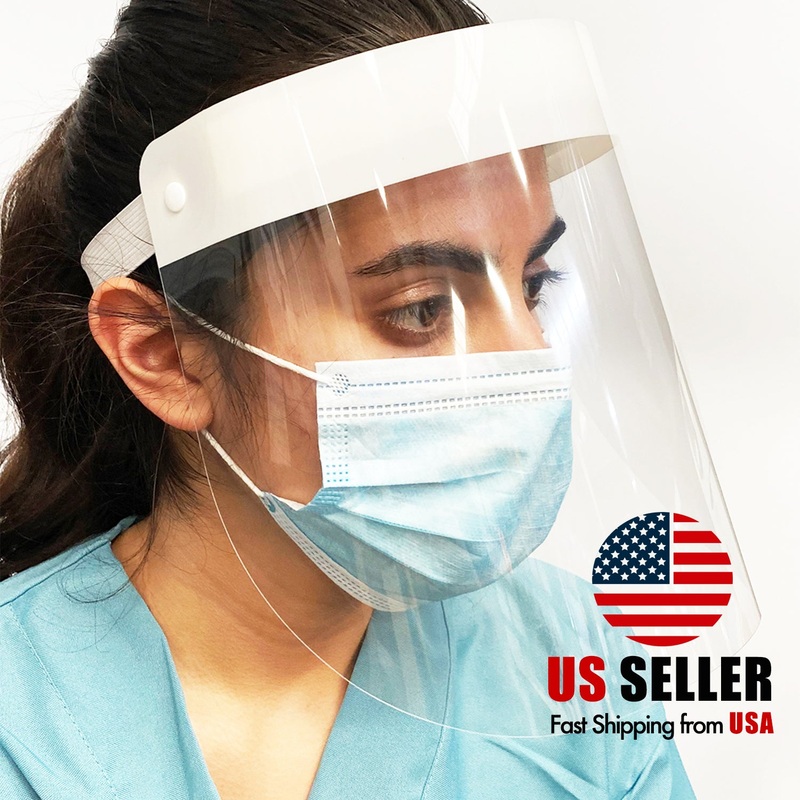 Work Safety Full Face Shield Mask-White 2pcs