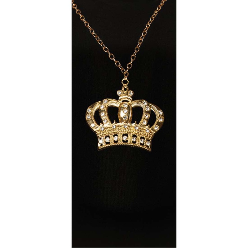 Crown 90s Pimp Gold Costume Necklace One Size