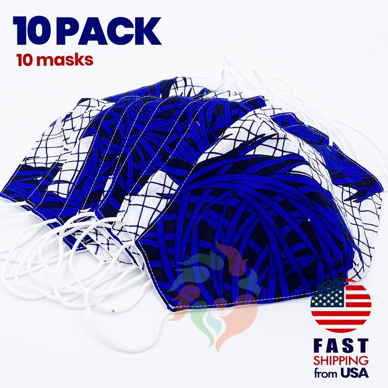 [10 BAG] African Print Cotton Wax Face Mask-M012 Standard Adult One Size