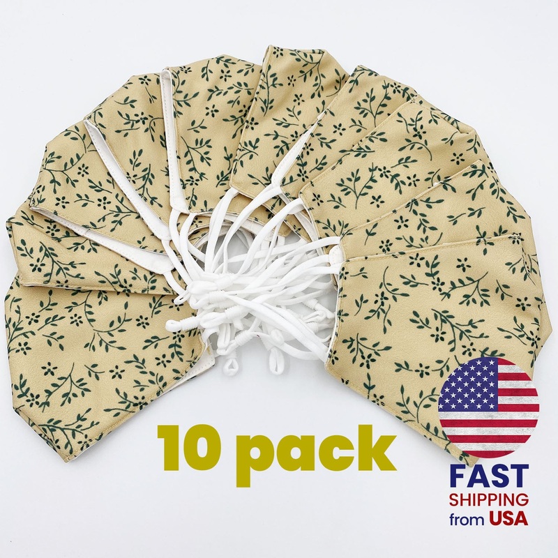 [10 PACK] Botanical Print Cotton Double Layer Mask Adult One Size