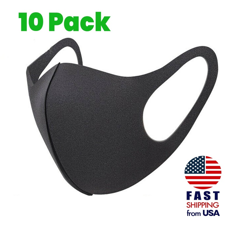 [10 PACK] Breathable Black Sponge Mask 10 Pack