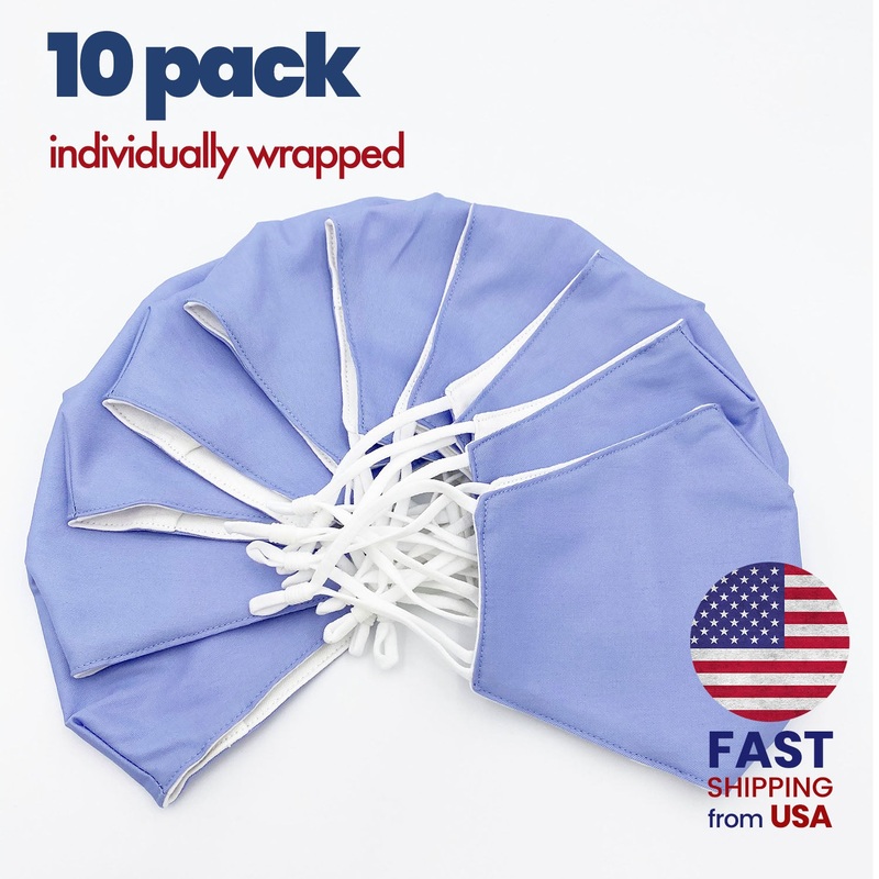 [10 PACK] Lavender Blue Cotton Double Layer Mask Adult One Size