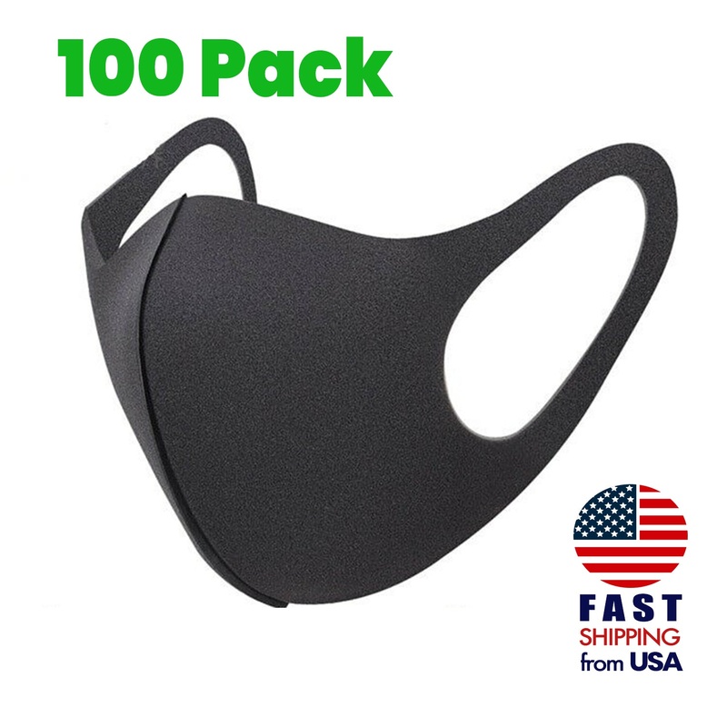 [100 PACK] Breathable Black Sponge Mask 100 Pack