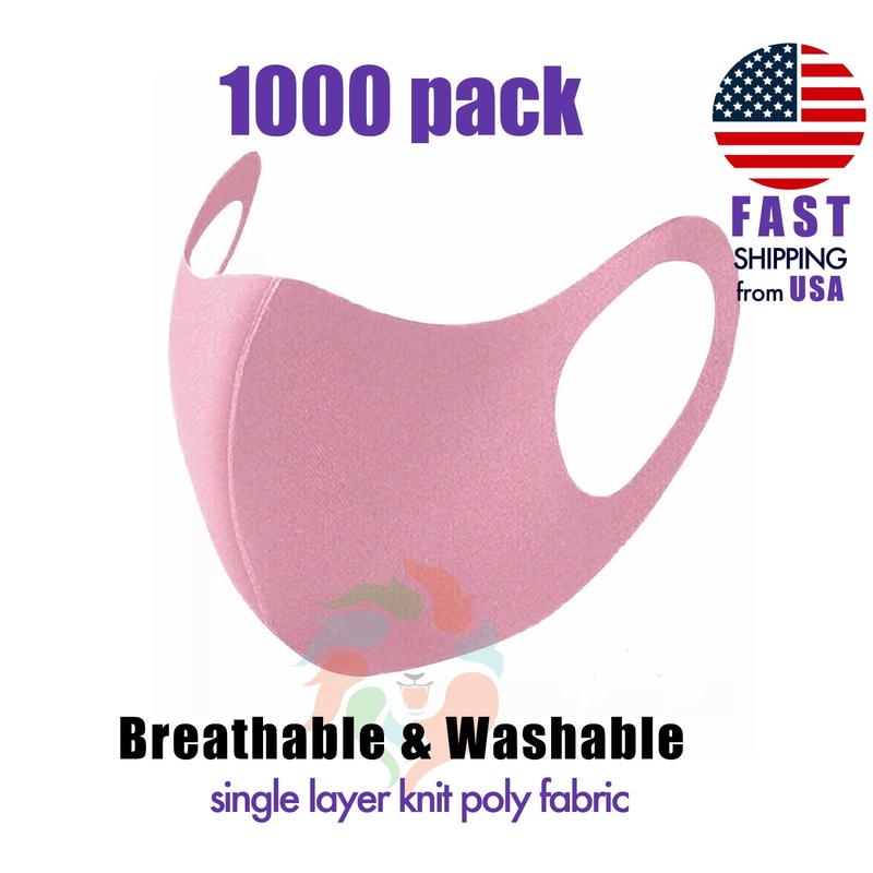 [1000 PACK] Pink Face Mask 1-LAYER Fabric S/M Adult S/M