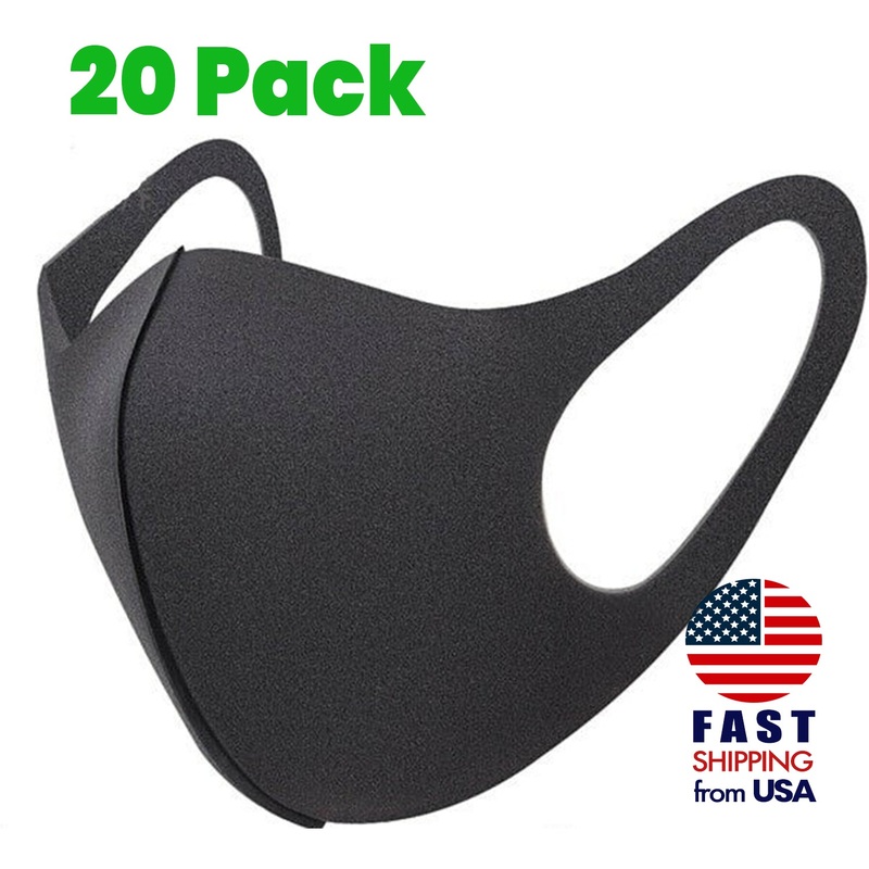 [20 PACK] Breathable Black Sponge Mask 20 Pack