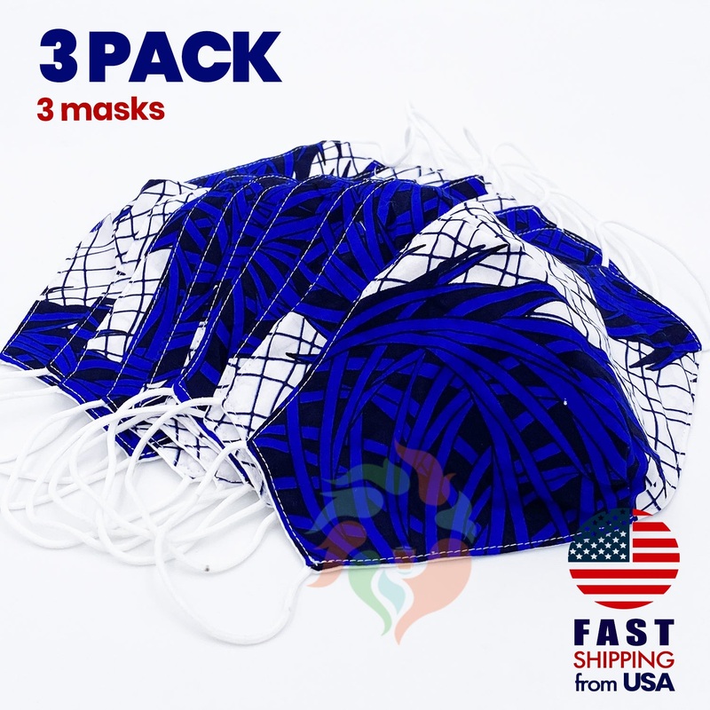 [3 BAG] African Print Cotton Wax Face Mask-M012 Standard Adult One Size