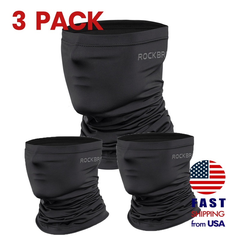 [3 PACK] ROCKBROS Black Neck Gaiter UV Protect Sports Balaclava 3pcs