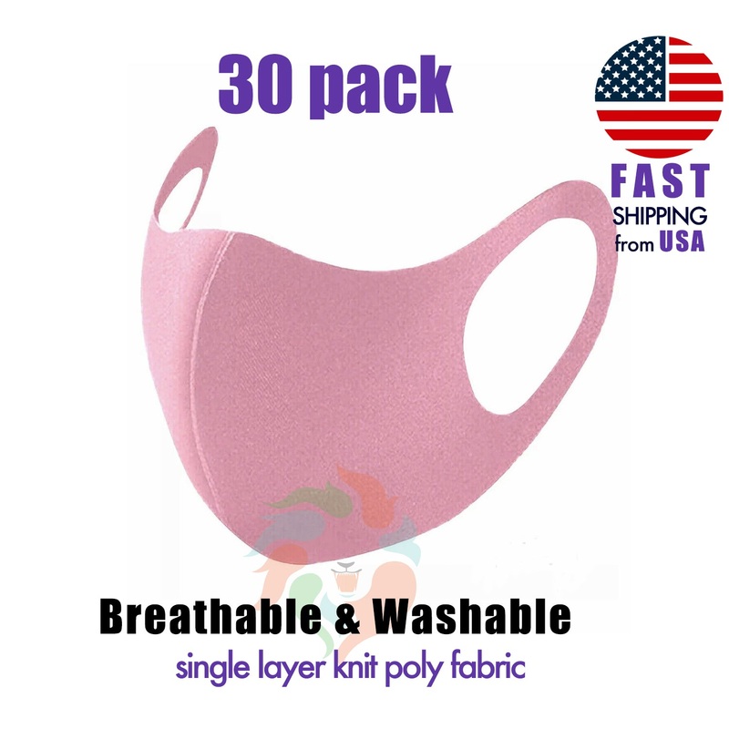[30 PACK] Pink Face Mask 1-LAYER Fabric S/M Adult S/M