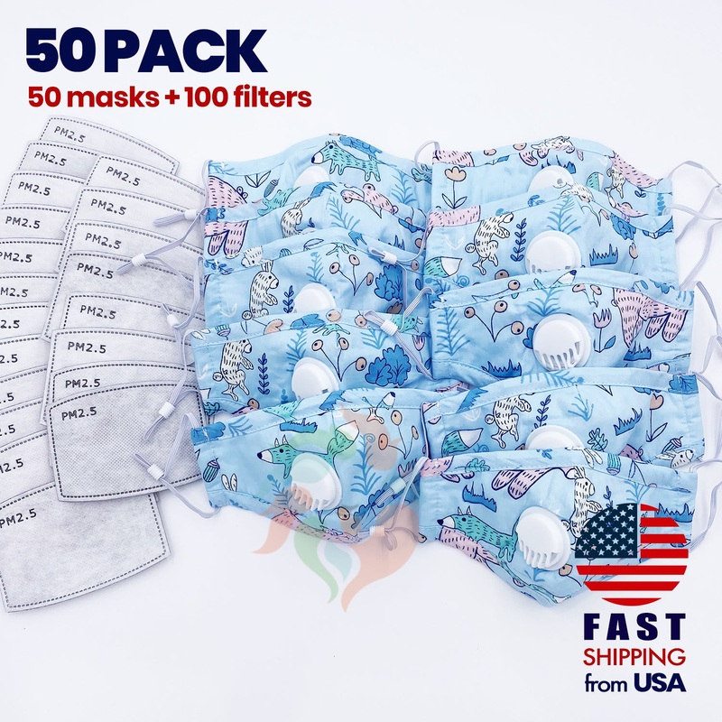 [50 PACK] Animal Kids Cotton Mask Kids (3-8 years)