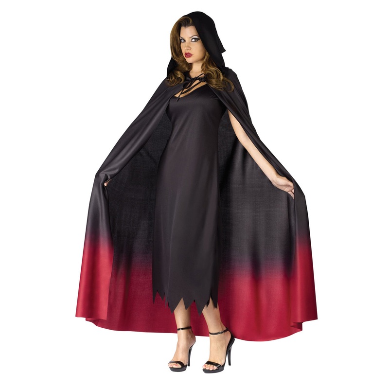 Black Burgundy Ombre Adult Hooded Cape Adult One Size