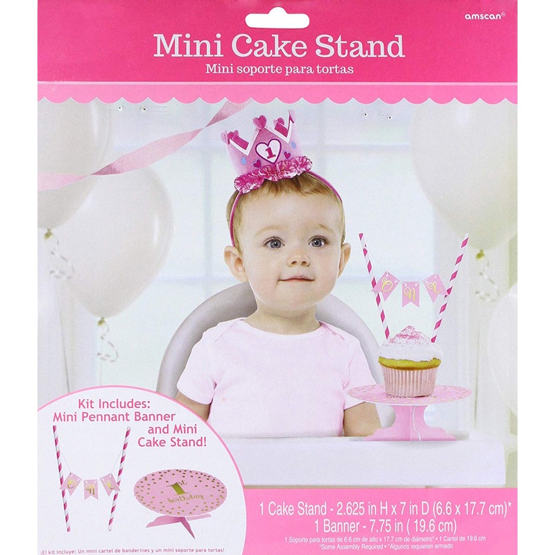 Girls 1st Birthday Party Decorations & Supplies 7" Stand & 7.75" Banner