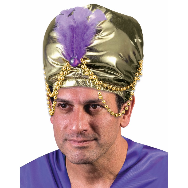 Gold Sultan Turban With Attached Beads Adult One Size Fits Most