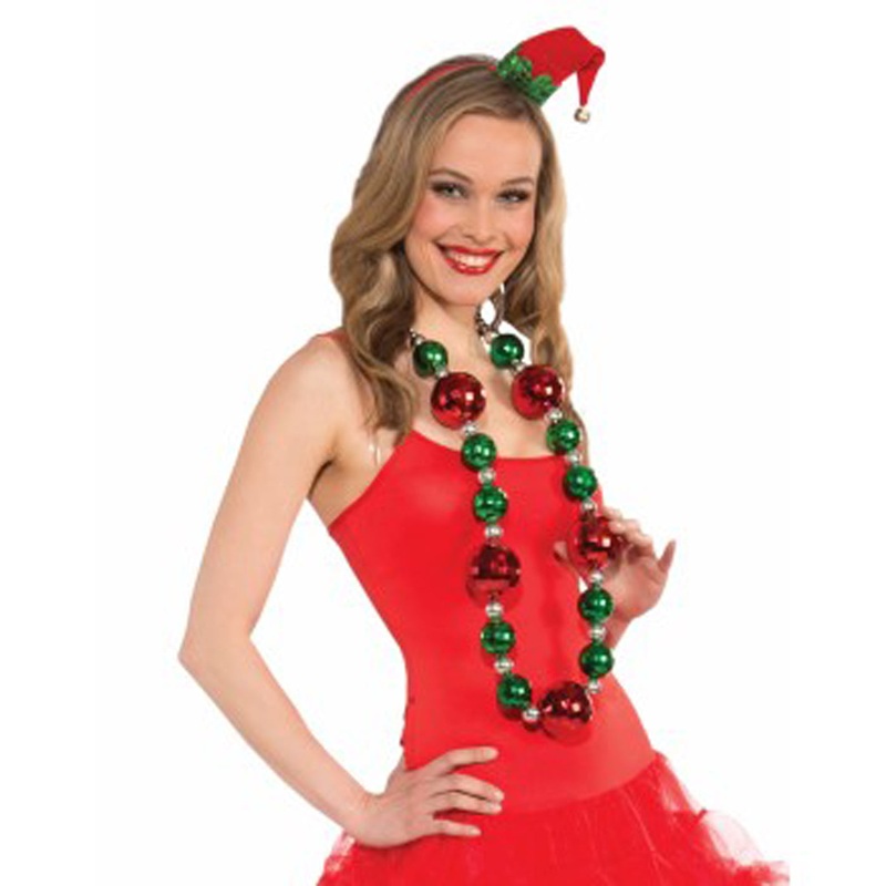 Jumbo Christmas Ornament Bead Necklace Adult One Size