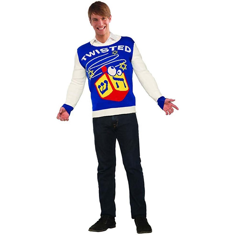 Twisted Dreidel Chanukah Adult Ugly Sweater Adult Medium